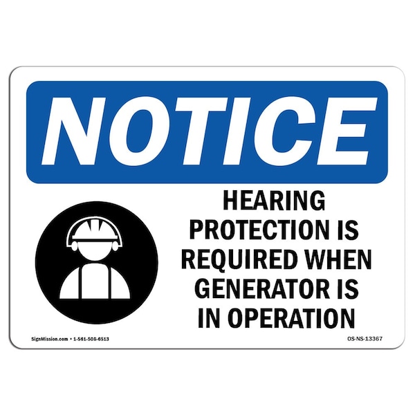 OSHA, Hearing Protection Is Required, 18in X 12in, 18" W, 12" H, Landscape, OS-NS-D-1218-L-13367